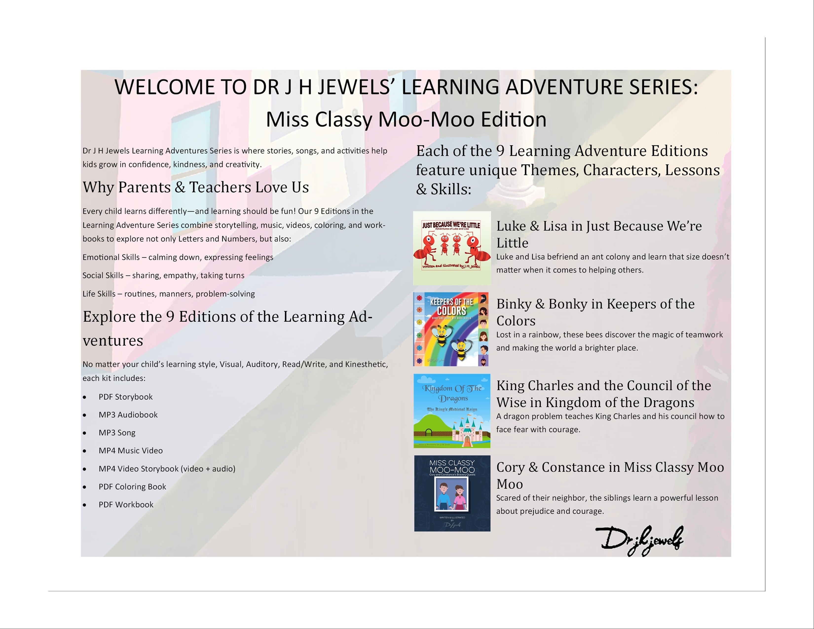 Miss Classy Moo Moo Edition of Dr J H Jewels' Learning Adventure Series